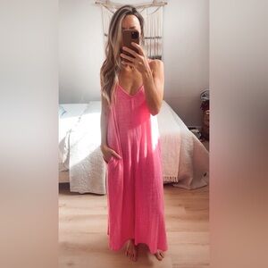 ATM 100% Cotton Pink Maxi Dress